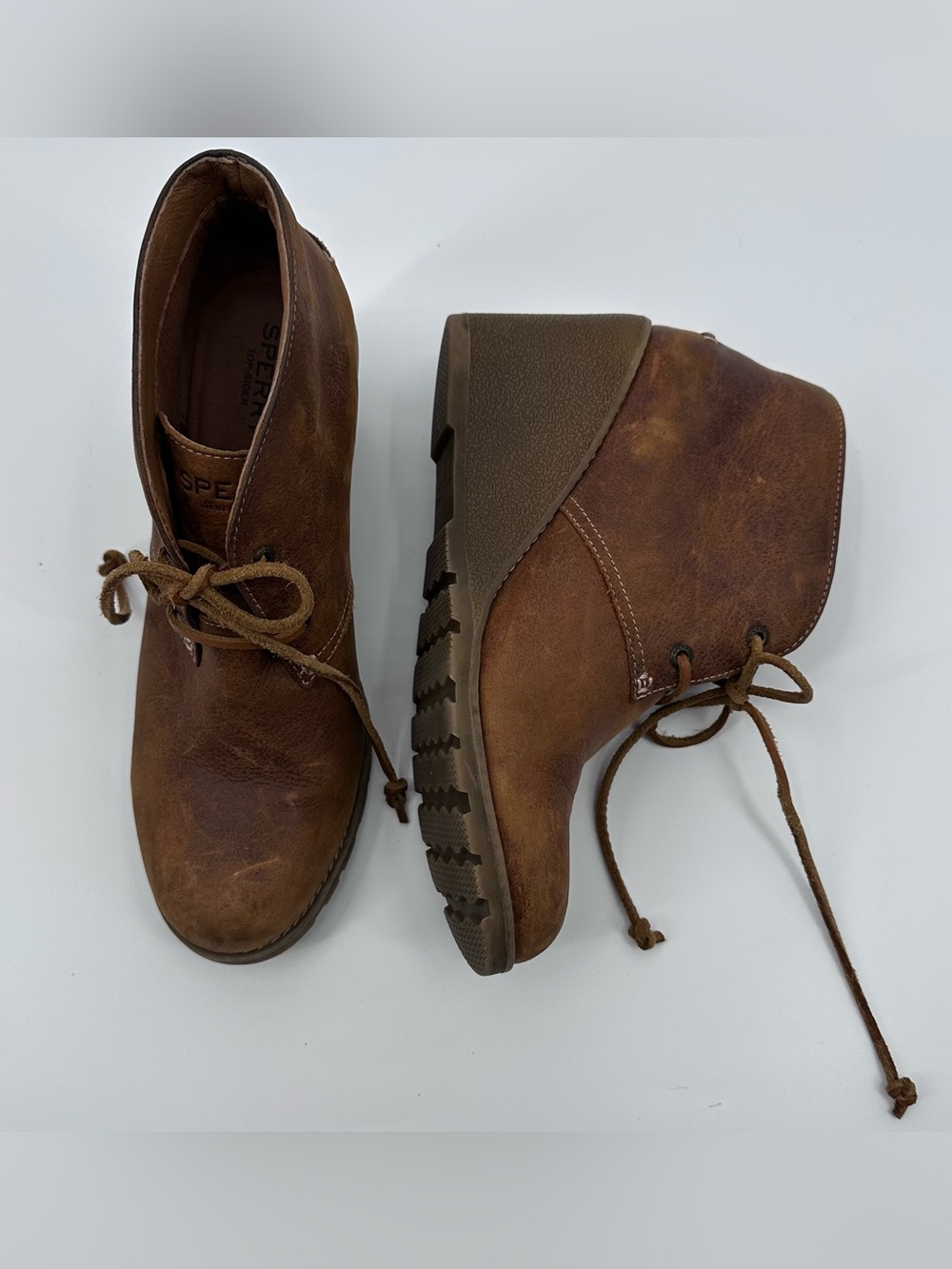 Sperry Leather Ankle Booties Wedge Heel - Women’s